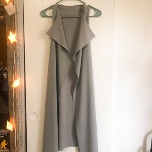 lightweight long grey fashion vest